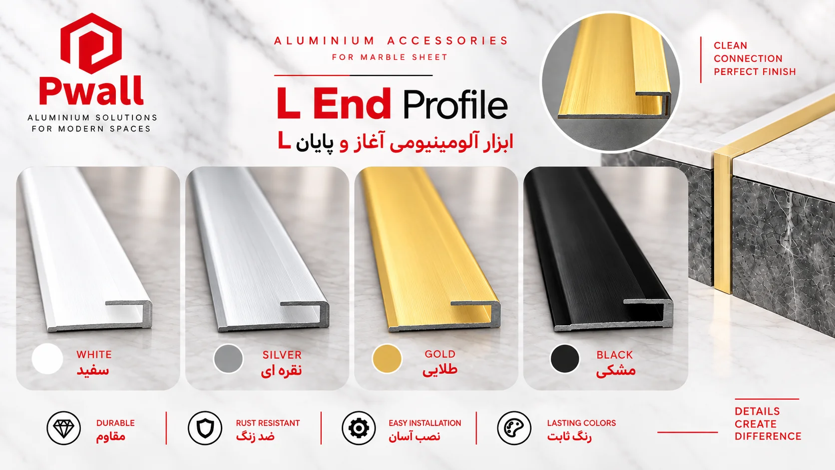 کاربرد ابزار آلومینیومی آغاز و پایان ماربل شیت